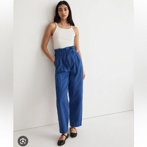 Madewell Paperbag Trench Trousers in (Re)generative Chino Blue Size 4 NWT